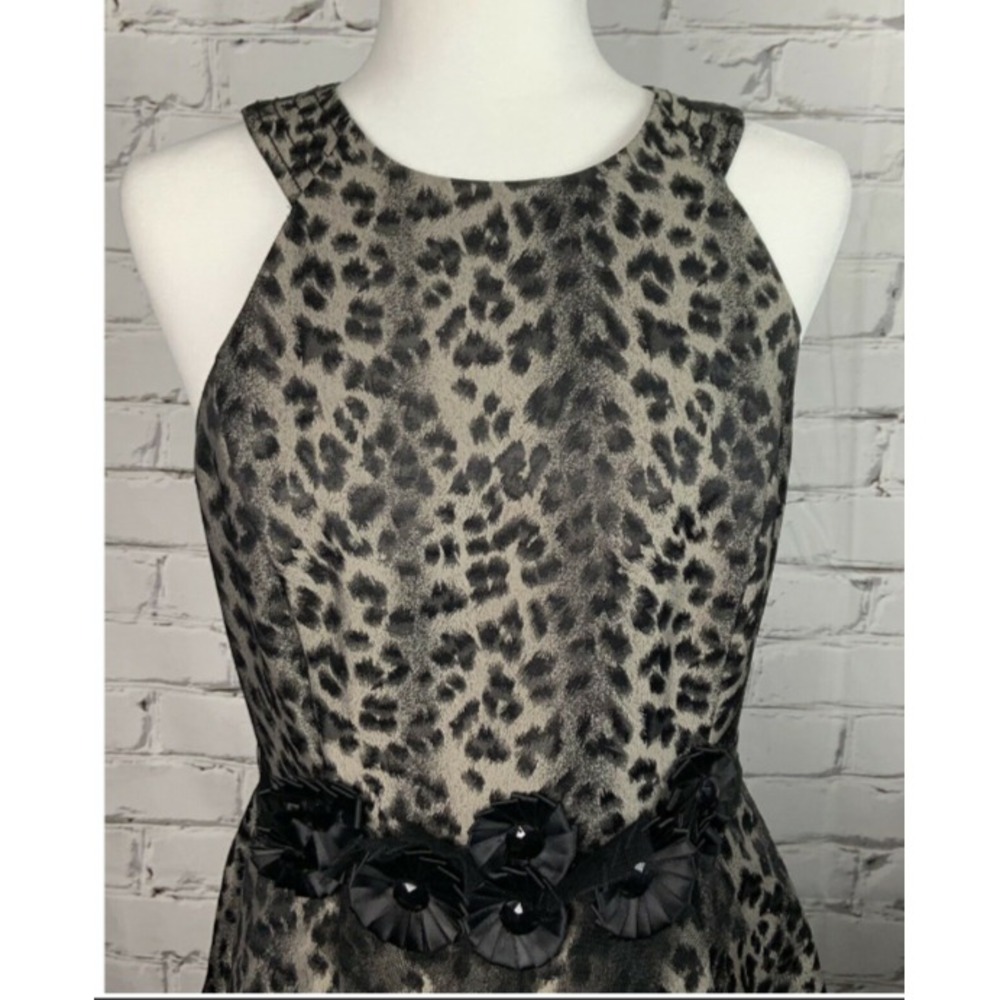 Muse Womens Party Dress Size 10 Lined Animal Print Pleated Sleeveless Back Tie - Picture 3 of 10